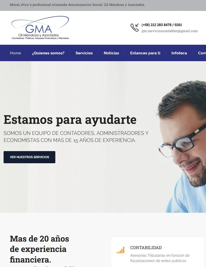 Gil Mendoza website, accounting and advisory services in Caracas